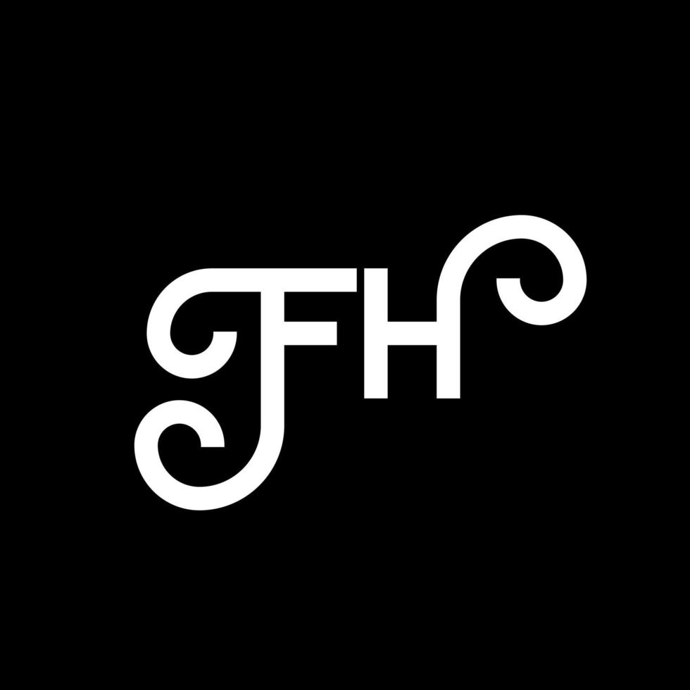 diseño del logotipo de la letra fh sobre fondo negro. concepto de logotipo de letra de iniciales creativas fh. diseño de letra fh. fh diseño de letras blancas sobre fondo negro. fh, logotipo de fh vector