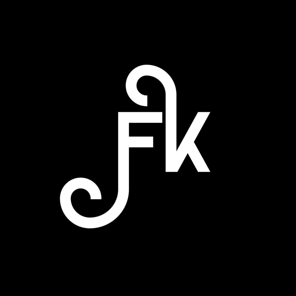 diseño de logotipo de letra fk sobre fondo negro. concepto de logotipo de letra de iniciales creativas fk. diseño de letras fk. fk diseño de letras blancas sobre fondo negro. fk, logotipo de fk vector