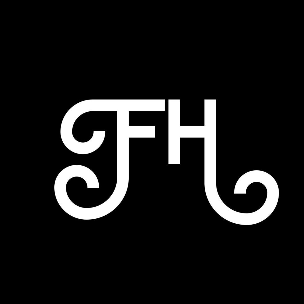 diseño del logotipo de la letra fh sobre fondo negro. concepto de logotipo de letra de iniciales creativas fh. diseño de letra fh. fh diseño de letras blancas sobre fondo negro. fh, logotipo de fh vector