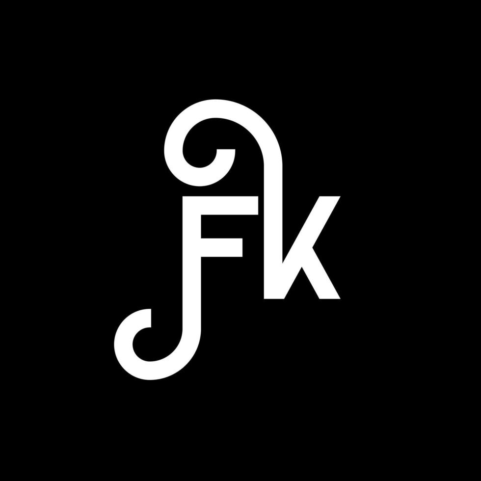 diseño de logotipo de letra fk sobre fondo negro. concepto de logotipo de letra de iniciales creativas fk. diseño de letras fk. fk diseño de letras blancas sobre fondo negro. fk, logotipo de fk vector