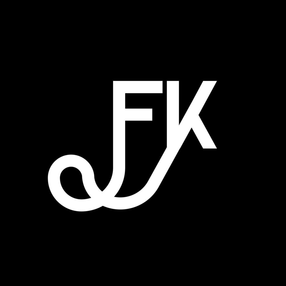 diseño de logotipo de letra fk sobre fondo negro. concepto de logotipo de letra de iniciales creativas fk. diseño de letras fk. fk diseño de letras blancas sobre fondo negro. fk, logotipo de fk vector