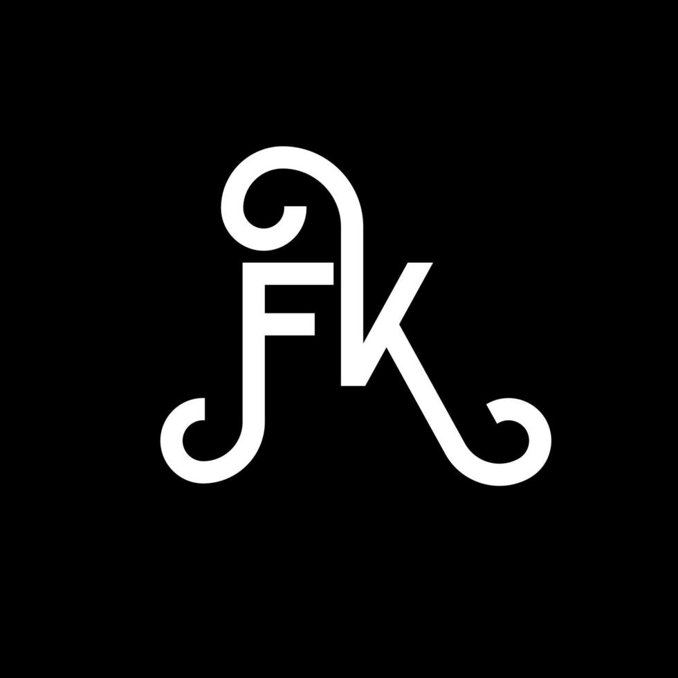 diseño de logotipo de letra fk sobre fondo negro. concepto de logotipo de letra de iniciales creativas fk. diseño de letras fk. fk diseño de letras blancas sobre fondo negro. fk, logotipo de fk vector