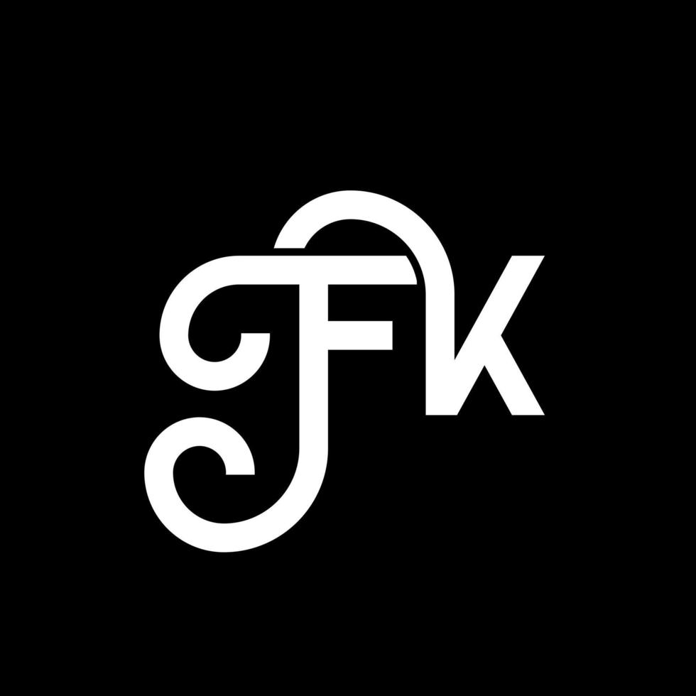 diseño de logotipo de letra fk sobre fondo negro. concepto de logotipo de letra de iniciales creativas fk. diseño de letras fk. fk diseño de letras blancas sobre fondo negro. fk, logotipo de fk vector