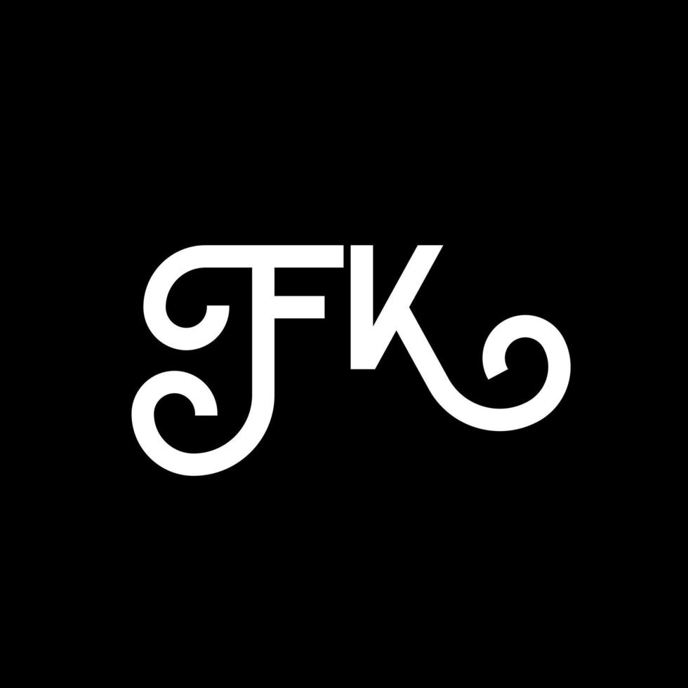 diseño de logotipo de letra fk sobre fondo negro. concepto de logotipo de letra de iniciales creativas fk. diseño de letras fk. fk diseño de letras blancas sobre fondo negro. fk, logotipo de fk vector