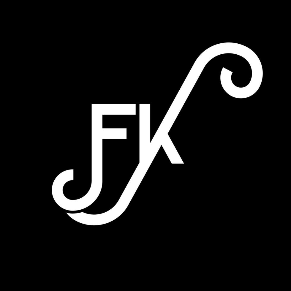 diseño de logotipo de letra fk sobre fondo negro. concepto de logotipo de letra de iniciales creativas fk. diseño de letras fk. fk diseño de letras blancas sobre fondo negro. fk, logotipo de fk vector