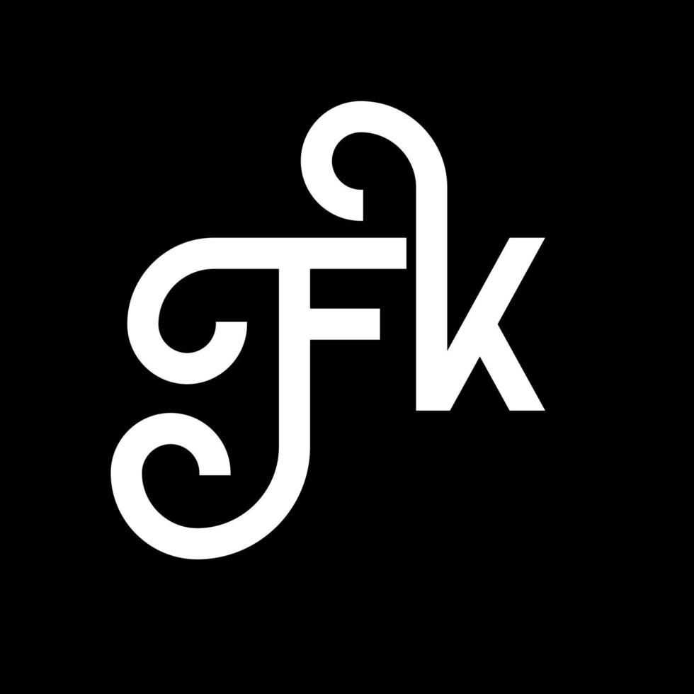 diseño de logotipo de letra fk sobre fondo negro. concepto de logotipo de letra de iniciales creativas fk. diseño de letras fk. fk diseño de letras blancas sobre fondo negro. fk, logotipo de fk vector