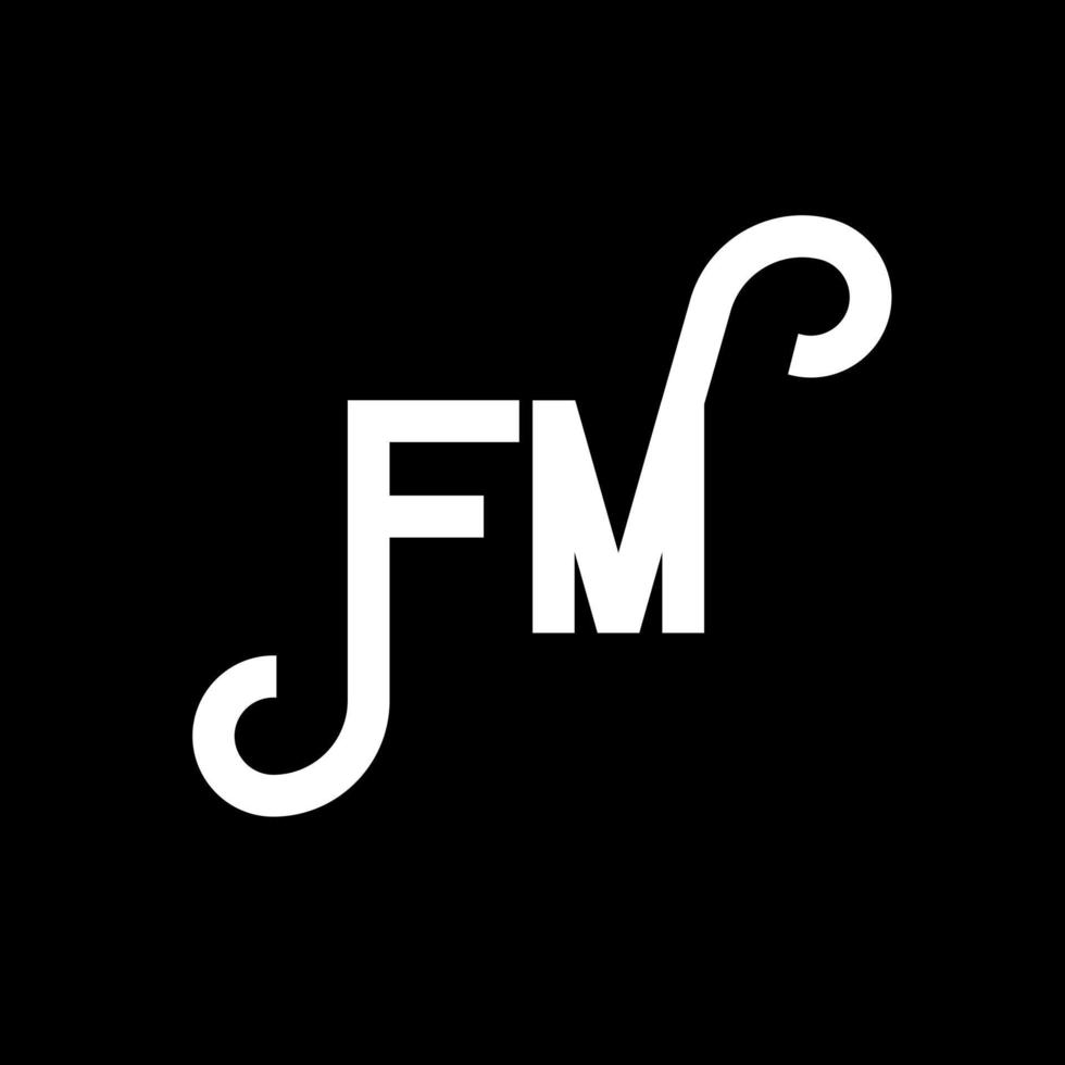 diseño de logotipo de letra fm sobre fondo negro. concepto de logotipo de letra de iniciales creativas fm. diseño de letras fm. fm diseño de letras blancas sobre fondo negro. fm, logotipo de fm vector