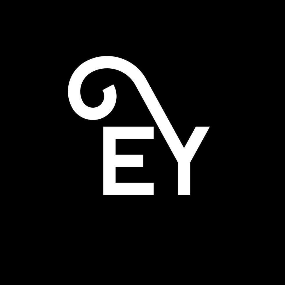 diseño del logotipo de la letra ey sobre fondo negro. ey creativo concepto de logotipo de letras iniciales. diseño de letra ey. ey diseño de letras blancas sobre fondo negro. ey, ey logotipo vector