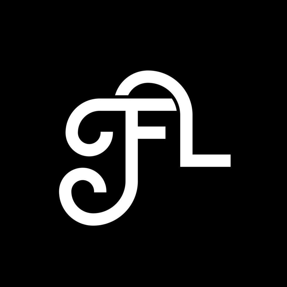 diseño de logotipo de letra fl sobre fondo negro. concepto de logotipo de letra de iniciales creativas de fl. diseño de letras fl. fl diseño de letras blancas sobre fondo negro. logotipo de florida vector