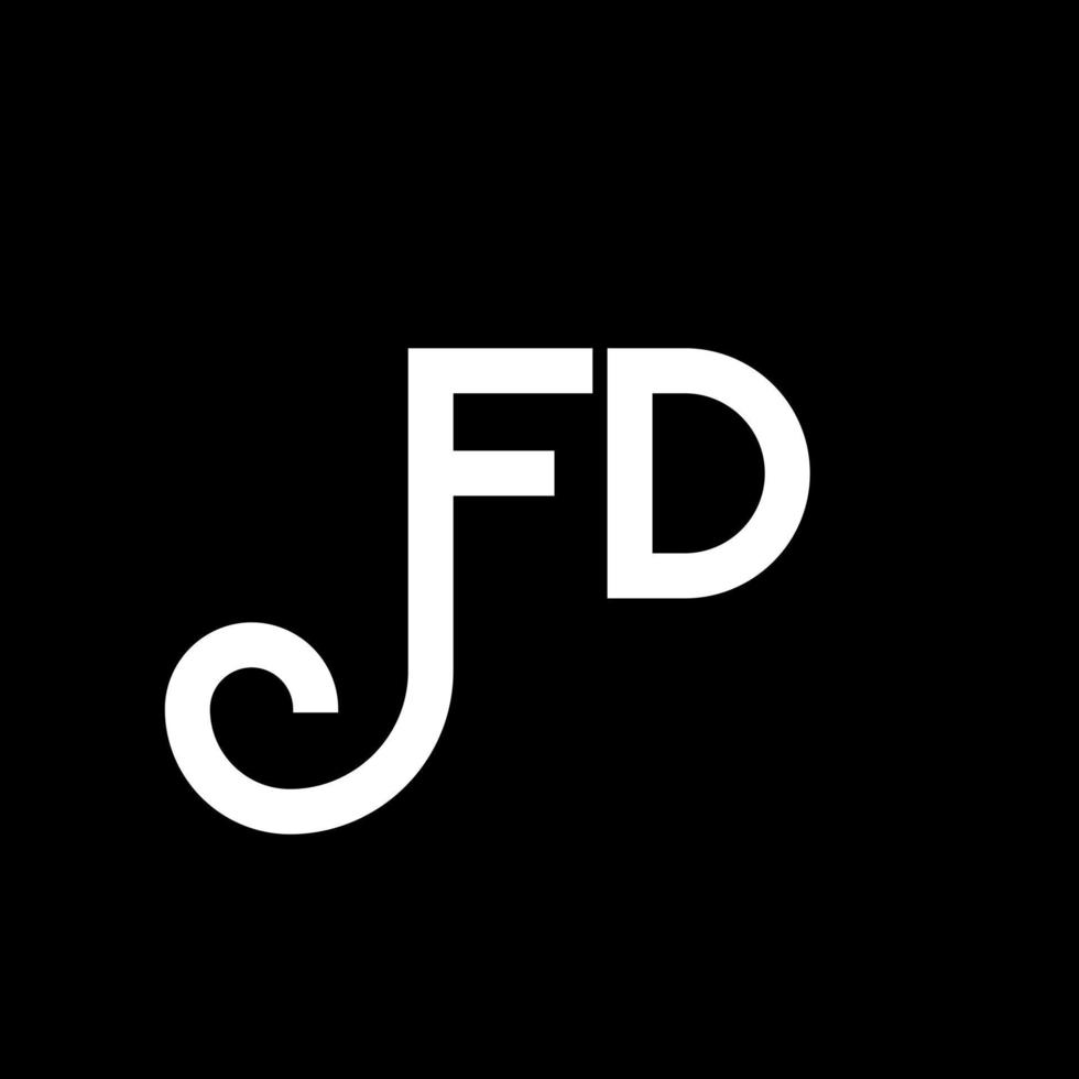 diseño de logotipo de letra fd sobre fondo negro. concepto de logotipo de letra de iniciales creativas fd. diseño de letras fd. fd diseño de letras blancas sobre fondo negro. fd, logotipo de fd vector