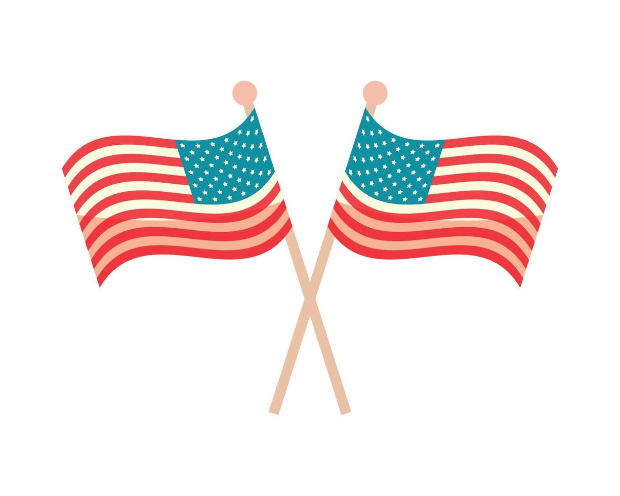 crossed american flags vector
