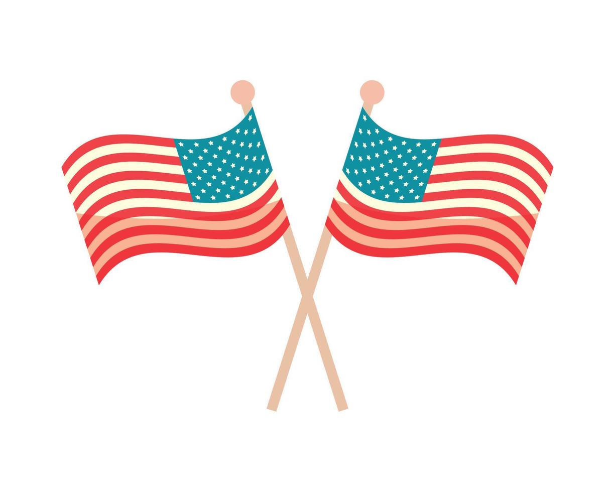 crossed american flags vector