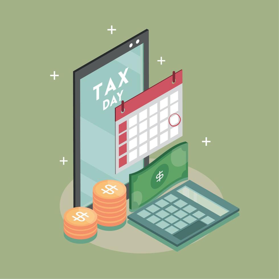 online tax payment, isometric vector