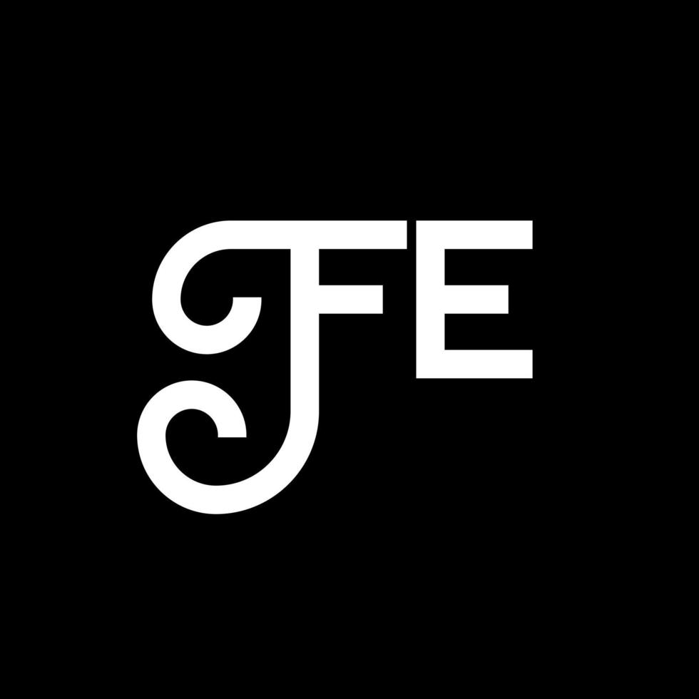 diseño de logotipo de letra fe sobre fondo negro. concepto creativo del logotipo de la letra de las iniciales. diseño de letra fe. fe diseño de letras blancas sobre fondo negro. fe, logotipo de fe vector