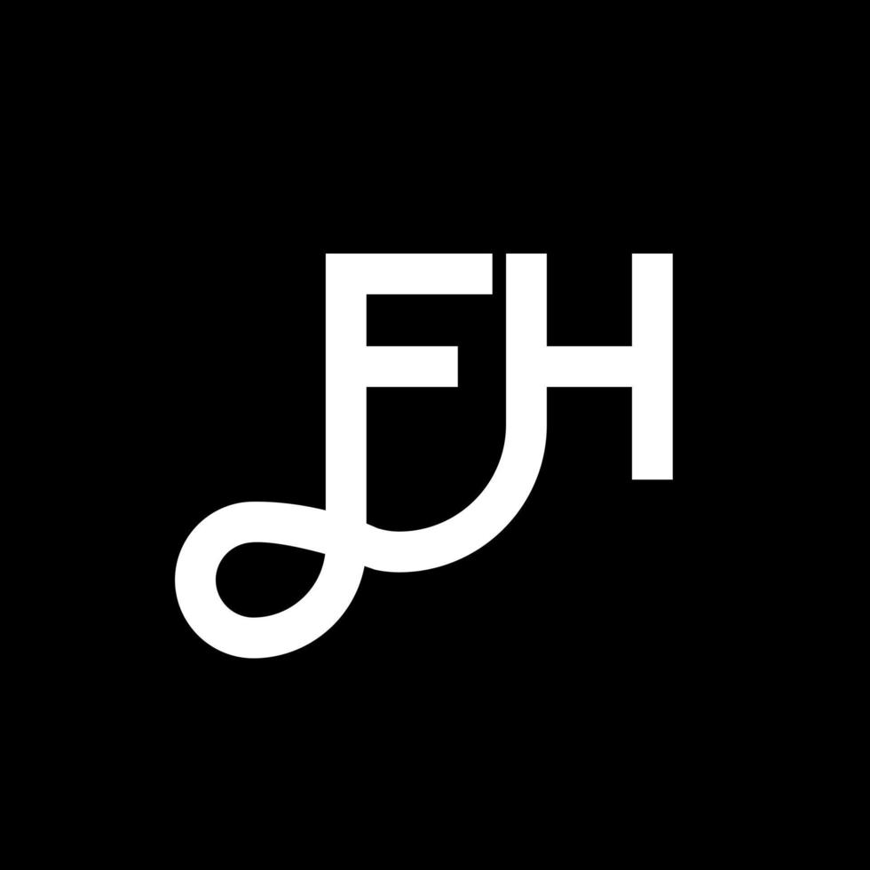 diseño del logotipo de la letra fh sobre fondo negro. concepto de logotipo de letra de iniciales creativas fh. diseño de letra fh. fh diseño de letras blancas sobre fondo negro. fh, logotipo de fh vector