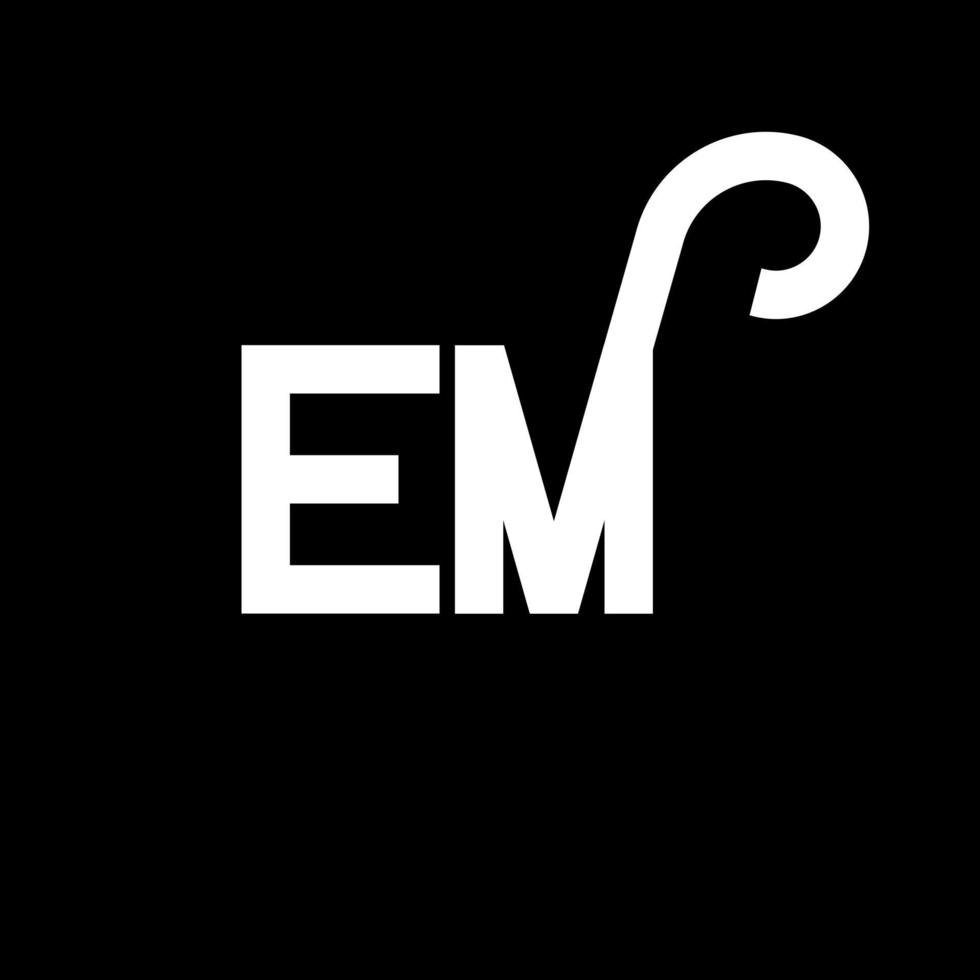 EM letter logo design on black background. EM creative initials letter logo concept. em letter design. EM white letter design on black background. E M, e m logo vector