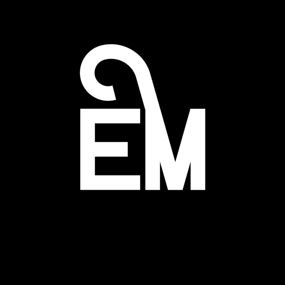 EM letter logo design on black background. EM creative initials letter logo concept. em letter design. EM white letter design on black background. E M, e m logo vector