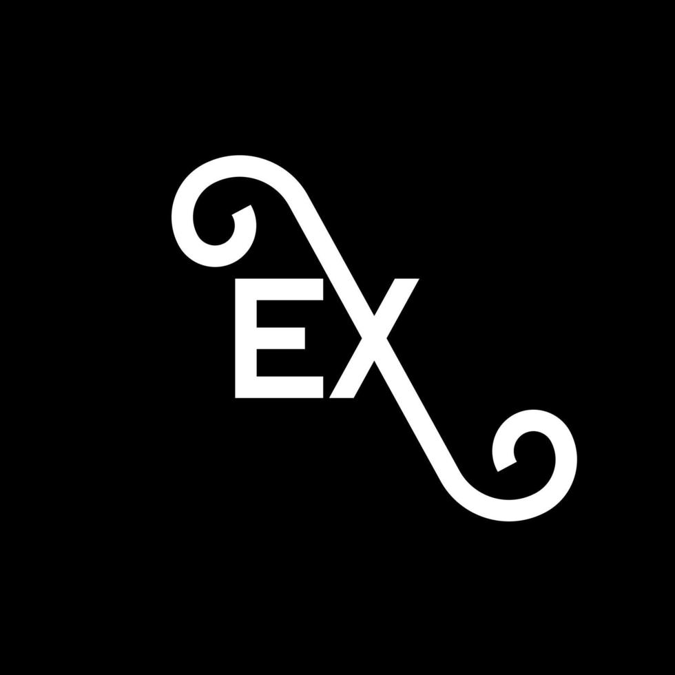 ex diseño de logotipo de carta sobre fondo negro. concepto de logotipo de letra ex iniciales creativas. ex diseño de letras. ex diseño de letras blancas sobre fondo negro. ex, ex logotipo vector