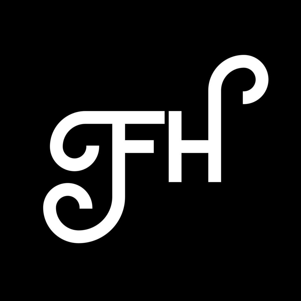 diseño del logotipo de la letra fh sobre fondo negro. concepto de logotipo de letra de iniciales creativas fh. diseño de letra fh. fh diseño de letras blancas sobre fondo negro. fh, logotipo de fh vector