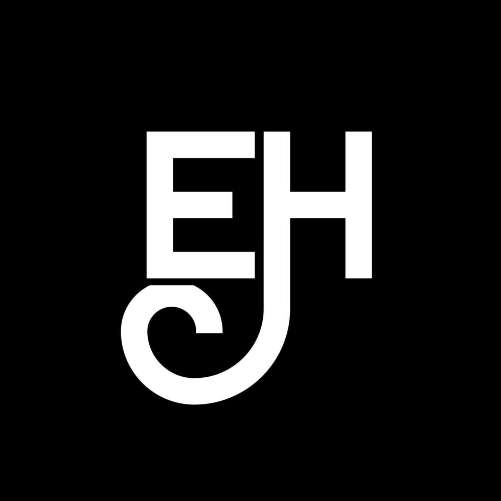 EH letter logo design on black background. EH creative initials letter logo concept. eh letter design. EH white letter design on black background. E H, e h logo vector