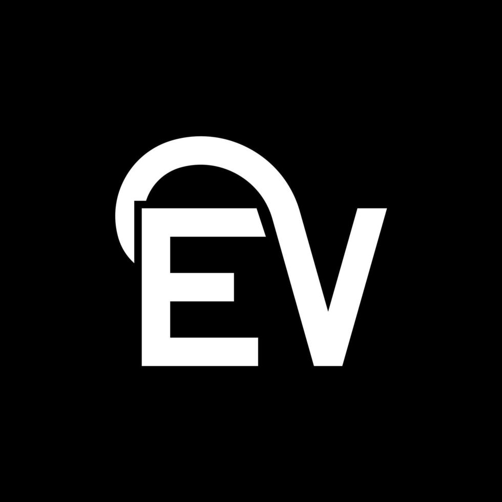 diseño de logotipo de letra ev sobre fondo negro. ev concepto creativo del logotipo de la letra inicial. diseño de letra ev. ev diseño de letras blancas sobre fondo negro. ev, logotipo de ev vector