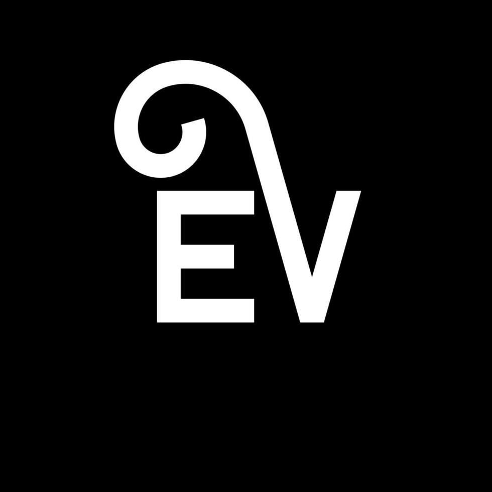 diseño de logotipo de letra ev sobre fondo negro. ev concepto creativo del logotipo de la letra inicial. diseño de letra ev. ev diseño de letras blancas sobre fondo negro. ev, logotipo de ev vector