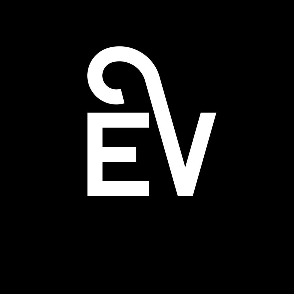 diseño de logotipo de letra ev sobre fondo negro. ev concepto creativo del logotipo de la letra inicial. diseño de letra ev. ev diseño de letras blancas sobre fondo negro. ev, logotipo de ev vector