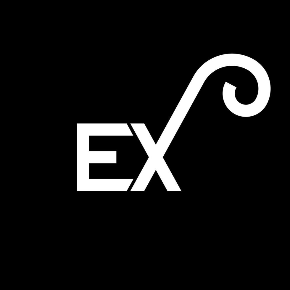 ex diseño de logotipo de carta sobre fondo negro. concepto de logotipo de letra ex iniciales creativas. ex diseño de letras. ex diseño de letras blancas sobre fondo negro. ex, ex logotipo vector