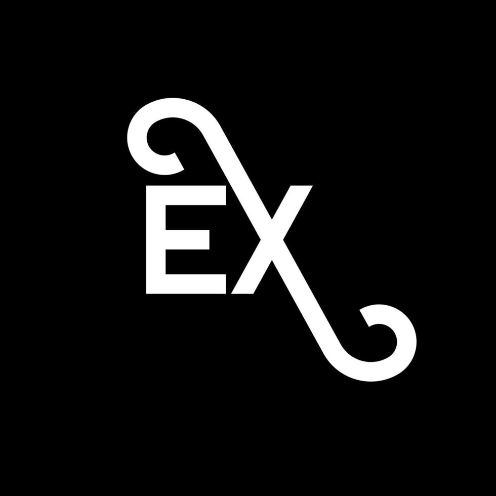 ex diseño de logotipo de carta sobre fondo negro. concepto de logotipo de letra ex iniciales creativas. ex diseño de letras. ex diseño de letras blancas sobre fondo negro. ex, ex logotipo vector