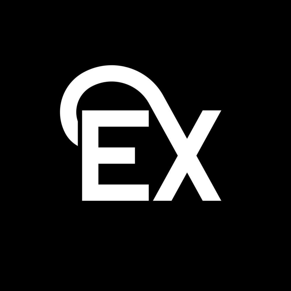 ex diseño de logotipo de carta sobre fondo negro. concepto de logotipo de letra ex iniciales creativas. ex diseño de letras. ex diseño de letras blancas sobre fondo negro. ex, ex logotipo vector