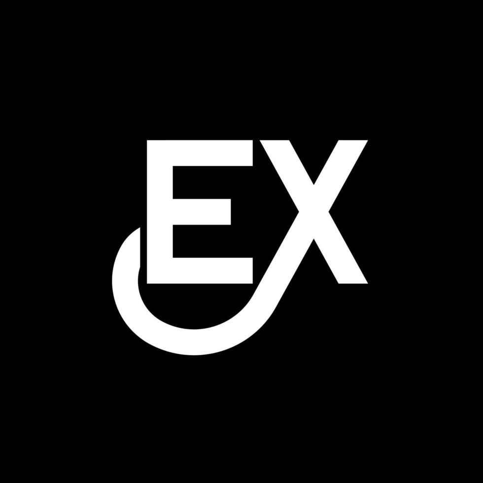 ex diseño de logotipo de carta sobre fondo negro. concepto de logotipo de letra ex iniciales creativas. ex diseño de letras. ex diseño de letras blancas sobre fondo negro. ex, ex logotipo vector