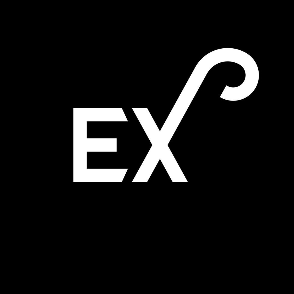 ex diseño de logotipo de carta sobre fondo negro. concepto de logotipo de letra ex iniciales creativas. ex diseño de letras. ex diseño de letras blancas sobre fondo negro. ex, ex logotipo vector