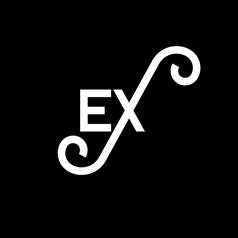 ex diseño de logotipo de carta sobre fondo negro. concepto de logotipo de letra ex iniciales creativas. ex diseño de letras. ex diseño de letras blancas sobre fondo negro. ex, ex logotipo vector