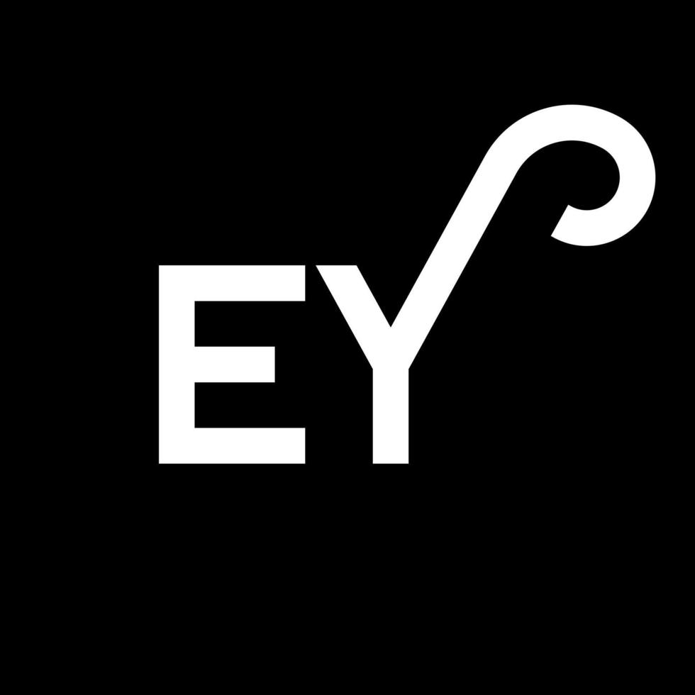 diseño del logotipo de la letra ey sobre fondo negro. ey creativo concepto de logotipo de letras iniciales. diseño de letra ey. ey diseño de letras blancas sobre fondo negro. ey, ey logotipo vector