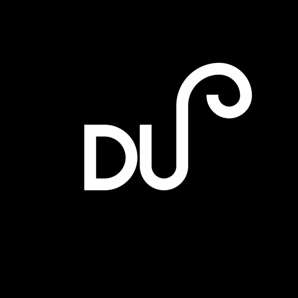 DU letter logo design on black background. DU creative initials letter logo concept. du letter design. DU white letter design on black background. D U, d u logo vector