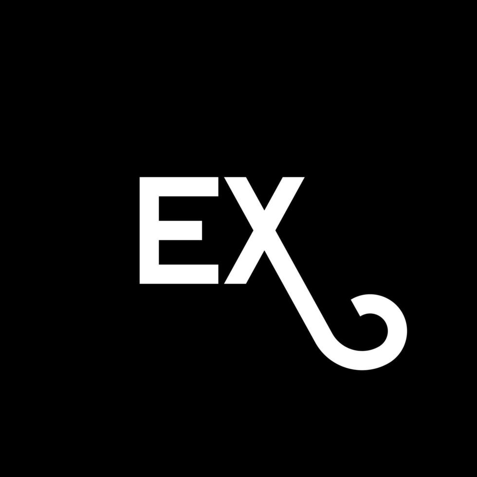 ex diseño de logotipo de carta sobre fondo negro. concepto de logotipo de letra ex iniciales creativas. ex diseño de letras. ex diseño de letras blancas sobre fondo negro. ex, ex logotipo vector