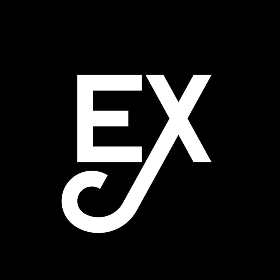 ex diseño de logotipo de carta sobre fondo negro. concepto de logotipo de letra ex iniciales creativas. ex diseño de letras. ex diseño de letras blancas sobre fondo negro. ex, ex logotipo vector