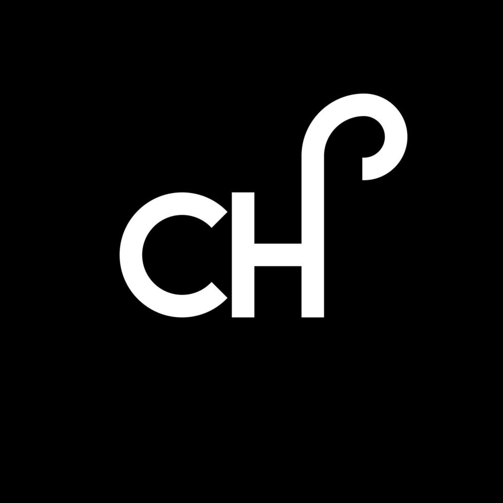 diseño del logotipo de la letra ch sobre fondo negro. ch creative iniciales carta logo concepto. diseño de letra ch. ch diseño de letras blancas sobre fondo negro. ch, logotipo de ch vector