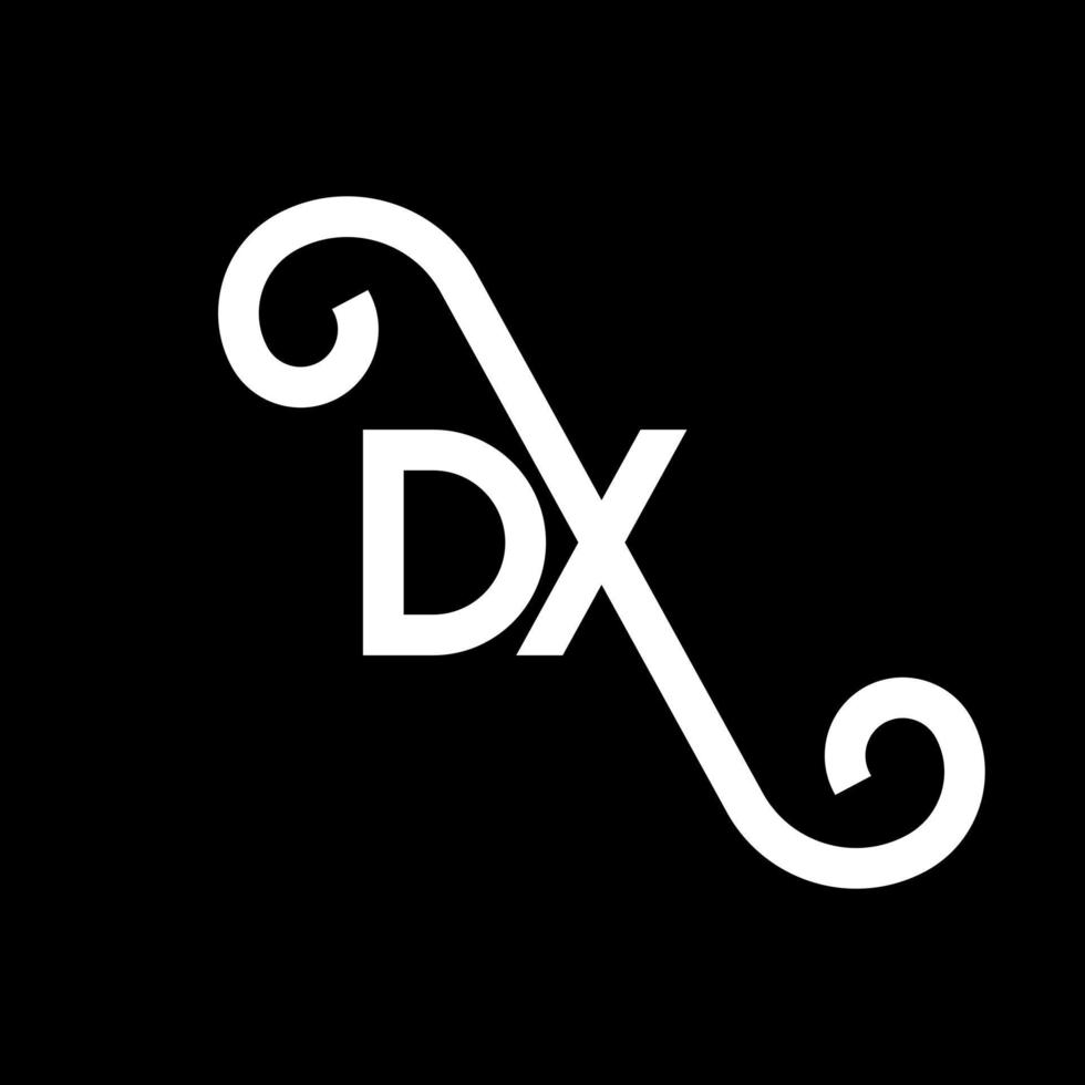 diseño del logotipo de la letra dx sobre fondo negro. concepto de logotipo de letra de iniciales creativas dx. diseño de letras dx. dx diseño de letras blancas sobre fondo negro. logotipo de dx, dx vector