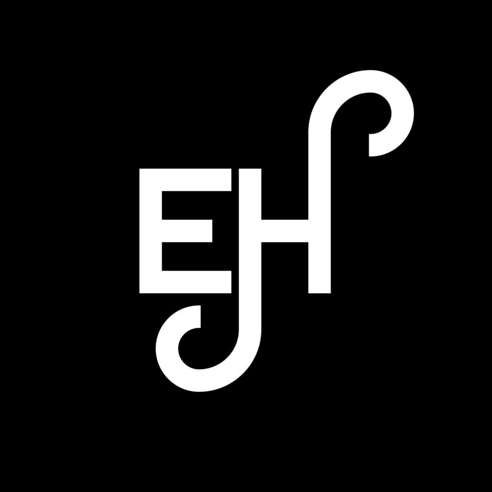 diseño del logotipo de la letra eh sobre fondo negro. eh concepto creativo del logotipo de la letra de las iniciales. eh diseño de letras. eh diseño de letras blancas sobre fondo negro. eh, eh logotipo vector