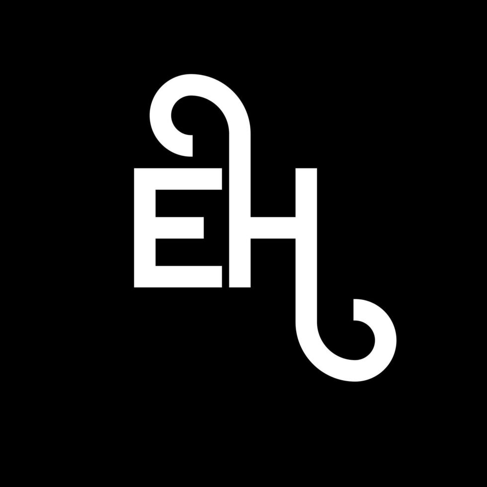 diseño del logotipo de la letra eh sobre fondo negro. eh concepto creativo del logotipo de la letra de las iniciales. eh diseño de letras. eh diseño de letras blancas sobre fondo negro. eh, eh logotipo vector