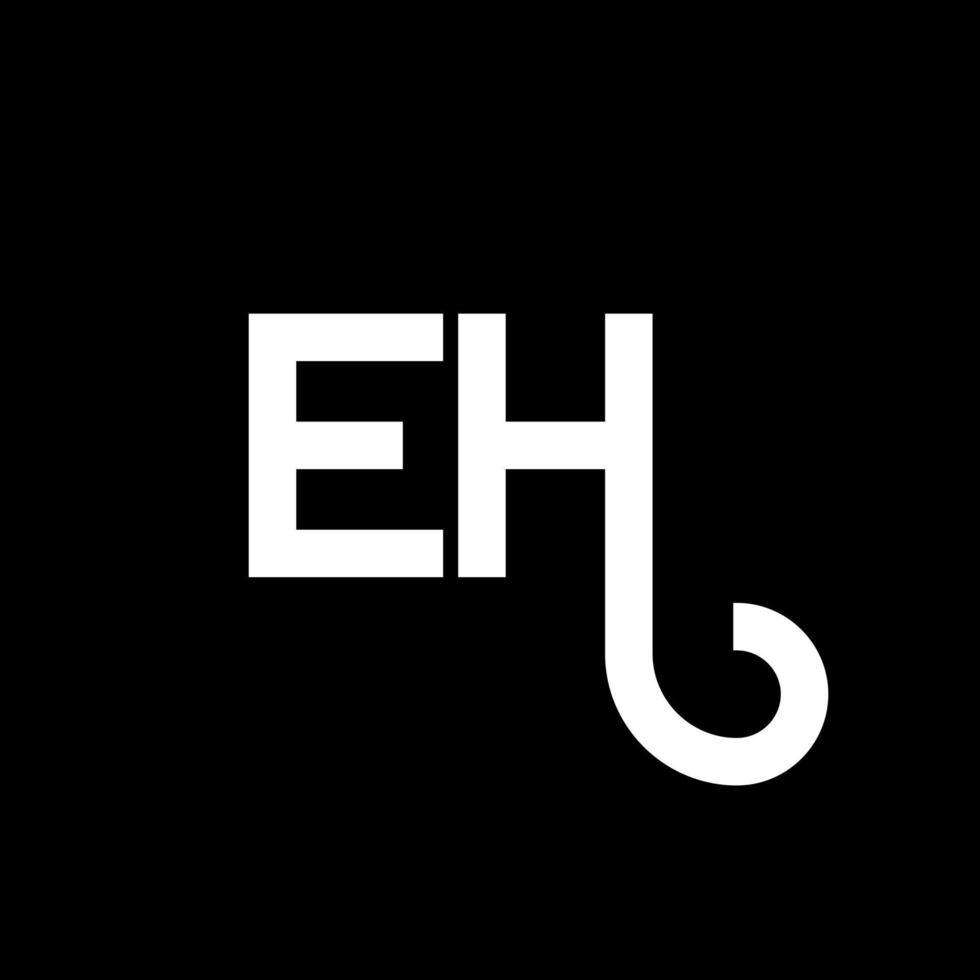 diseño del logotipo de la letra eh sobre fondo negro. eh concepto creativo del logotipo de la letra de las iniciales. eh diseño de letras. eh diseño de letras blancas sobre fondo negro. eh, eh logotipo vector