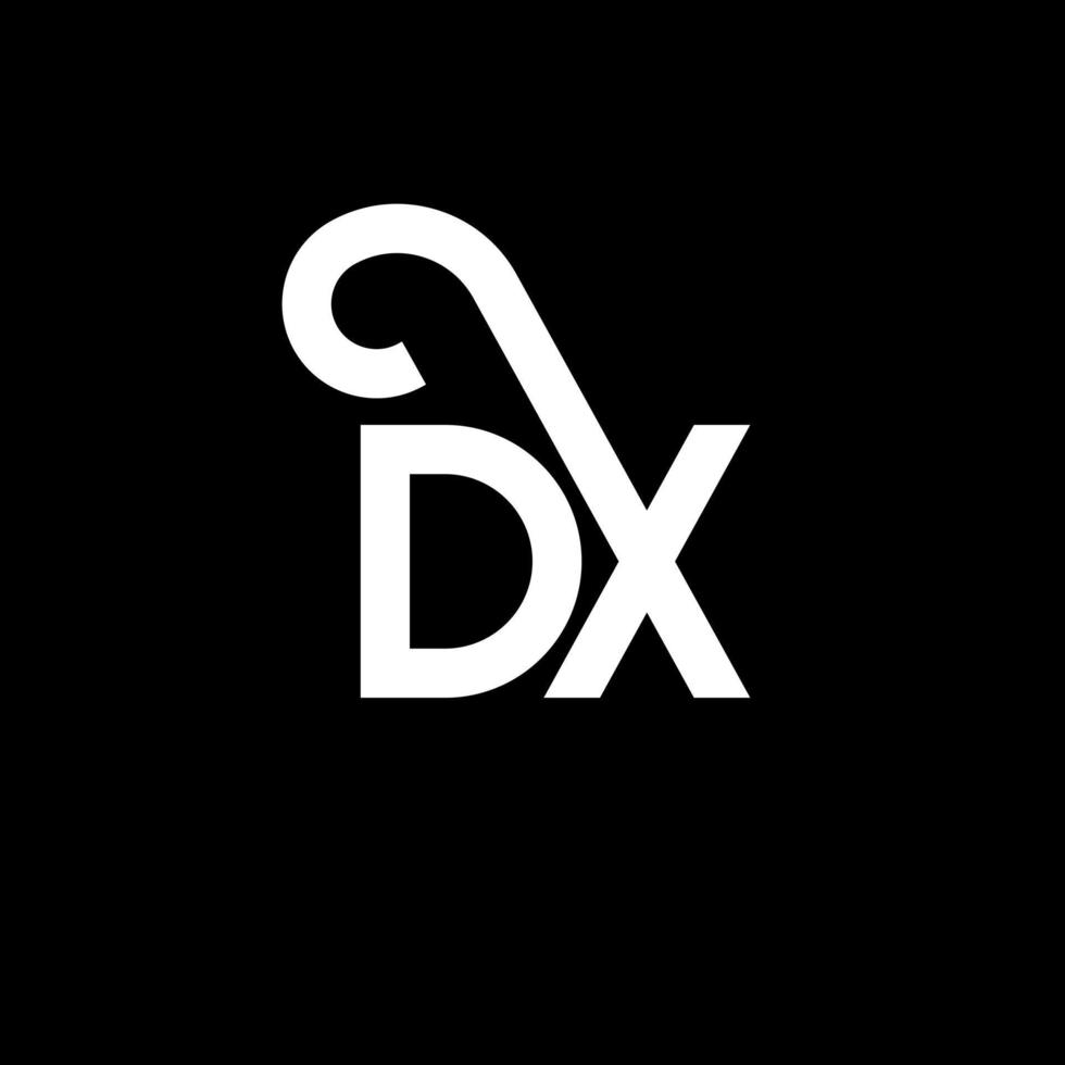 diseño del logotipo de la letra dx sobre fondo negro. concepto de logotipo de letra de iniciales creativas dx. diseño de letras dx. dx diseño de letras blancas sobre fondo negro. logotipo de dx, dx vector