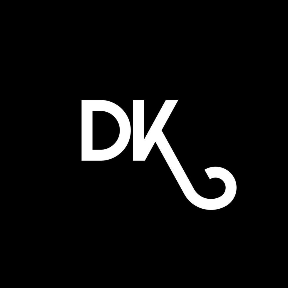 diseño del logotipo de la letra dk sobre fondo negro. concepto de logotipo de letra de iniciales creativas dk. diseño de letras dk. dk diseño de letras blancas sobre fondo negro. logotipo de dk, dk vector