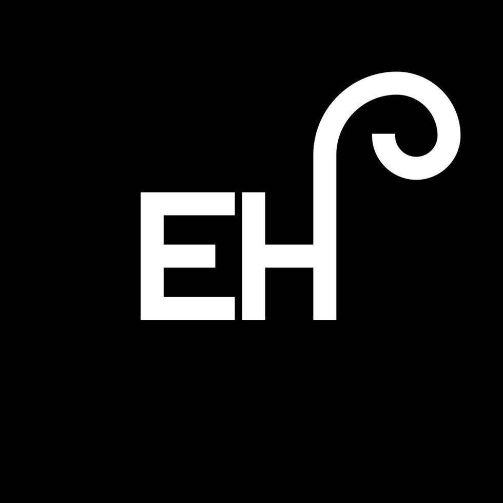 EH letter logo design on black background. EH creative initials letter logo concept. eh letter design. EH white letter design on black background. E H, e h logo vector