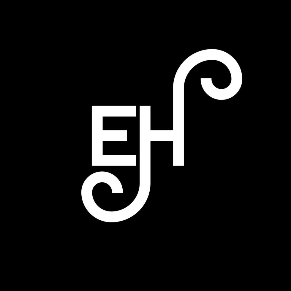 EH letter logo design on black background. EH creative initials letter logo concept. eh letter design. EH white letter design on black background. E H, e h logo vector
