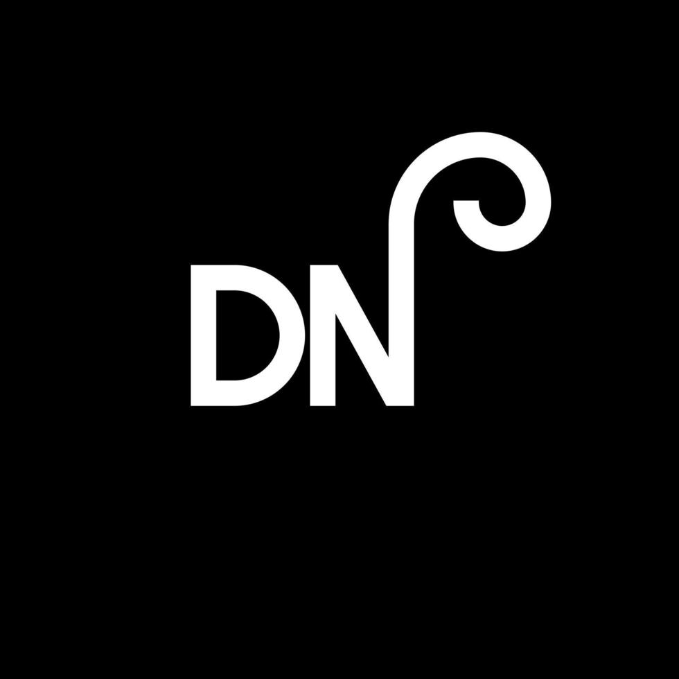 diseño del logotipo de la letra dn sobre fondo negro. concepto de logotipo de letra de iniciales creativas dn. diseño de letra dn. dn diseño de letras blancas sobre fondo negro. logotipo de dn, dn vector