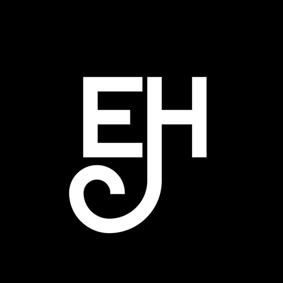 diseño del logotipo de la letra eh sobre fondo negro. eh concepto creativo del logotipo de la letra de las iniciales. eh diseño de letras. eh diseño de letras blancas sobre fondo negro. eh, eh logotipo vector