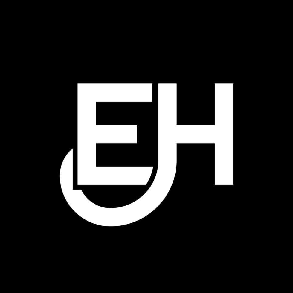 diseño del logotipo de la letra eh sobre fondo negro. eh concepto creativo del logotipo de la letra de las iniciales. eh diseño de letras. eh diseño de letras blancas sobre fondo negro. eh, eh logotipo vector