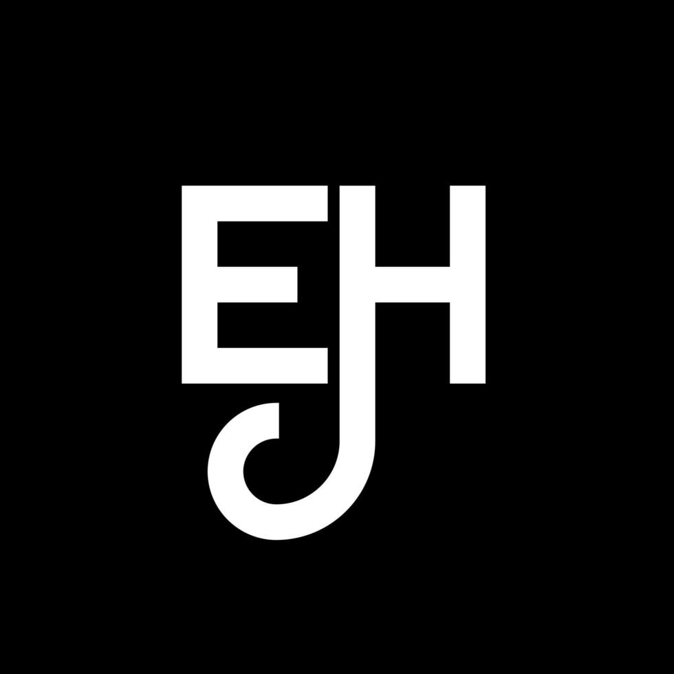 EH letter logo design on black background. EH creative initials letter logo concept. eh letter design. EH white letter design on black background. E H, e h logo vector